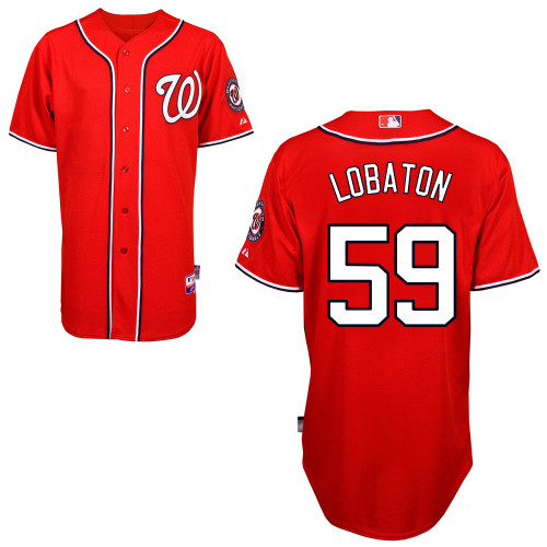 Jose Lobaton #59 MLB Jersey-Washington Nationals Men's Authentic Alternate 1 Red Cool Base Baseball Jersey